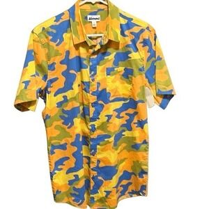 Abound mens shirt‎ Size L colorful camo beach casual relaxed trendy soft boy